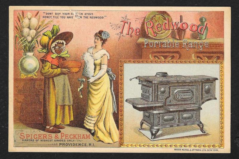 VICTORIAN TRADE CARD Spigers/Peckman Redwood Stove Bl'k Cook