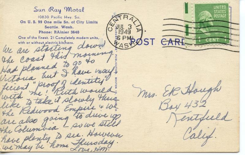 US    PC468   SUN RAY MOTEL, SEATTLE WA