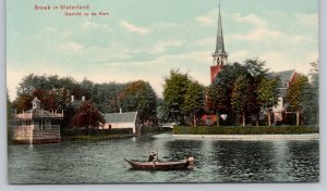 Postcard Broek in Waterland Netherlands Church River Lake Boat 1910s View