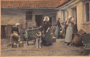 Belgium Flemish Milk Maid Dog Latiere flamande Farm Departure 1909 postcard B913