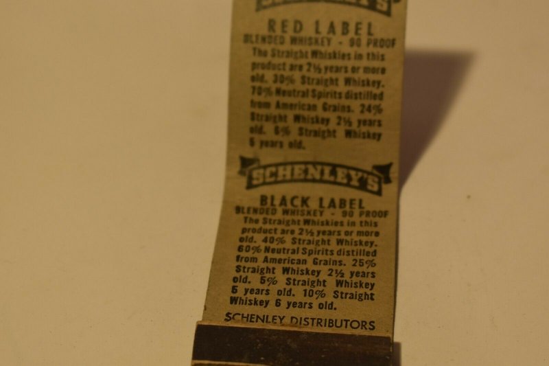 Schenley's Blended Whiskey 20 Strike Matchbook Cover