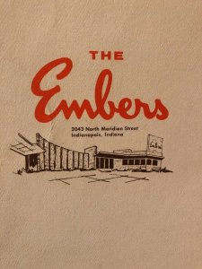 Vintage 60s THE EMBERS Restaurant Menu Indianapolis IN Indiana N. Meridian St