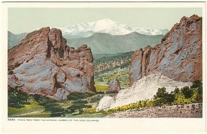 Pikes Peak From The Gateway, Garden Of The Gods, Colorado, Antique Postcard