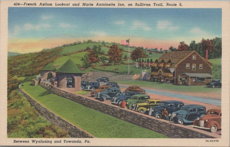 Postcard French Azilum Lookout Marie Antoinette Inn Sullivan Trail Wyalusing PA