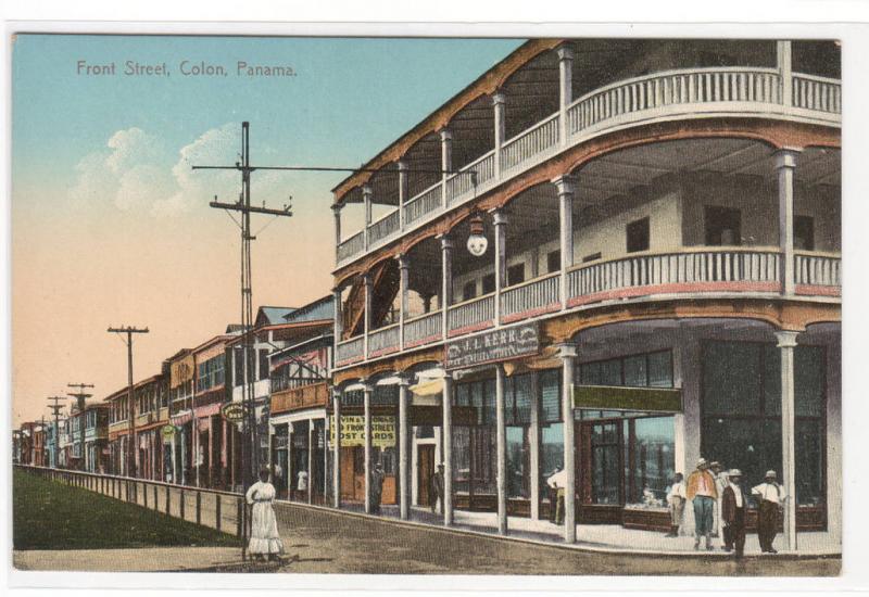 Front Street Colon Panama 1910c postcard