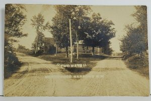 NH Northwood Narrows, Two Ways New Hampshire RPPC 1908 to Alton Bay Postcard O12