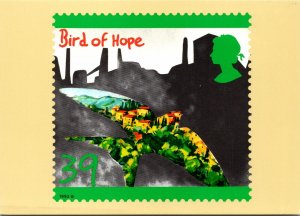 CONTINENTAL SIZE POSTCARD THE GREEN ISSUE (BIRD OF HOPE) 39c STAMP 1992 ENGLAND