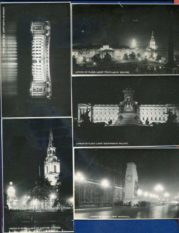 London by Floodnight 5 views black white real photo postcards