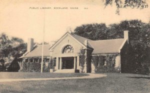 ROCKLAND, ME Maine  PUBLIC LIBRARY  Knox County  B&W American Art Postcard