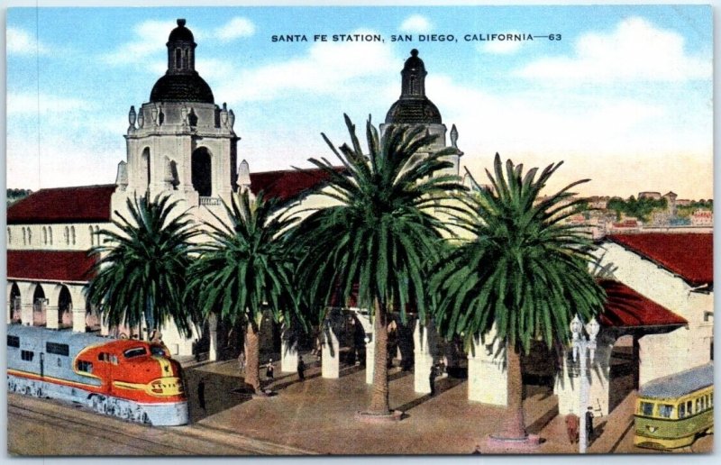 Postcard - Santa Fe Station, San Diego, California, USA