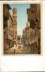 Cairo Egypt Mosque Rue de la Citadelle - Albrecht c1900 Postcard