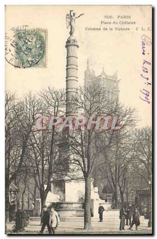 Old Postcard Place du Chatelet Paris Victory Column