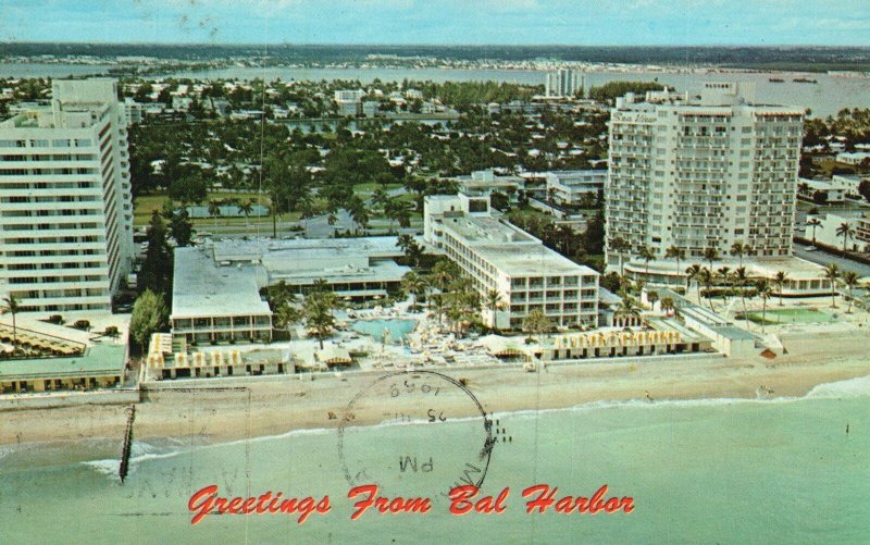 Vintage Postcard 1956 Greetings From Bal Harbor Hotels Seaview Miami Beach Fla.