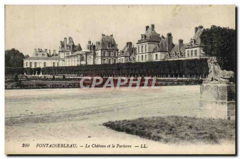 Old Postcard Fontainebleau Chateau and Le Parterre