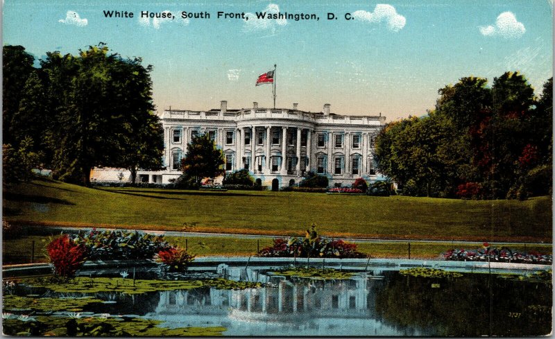 Vtg White House South Front Washington DC Postcard