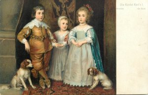 Fine art postcard painting Die kinder Karl's Dresden van Dyck