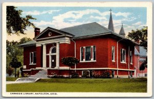 Napoleon Ohio 1920s Postcard Carnegie Library