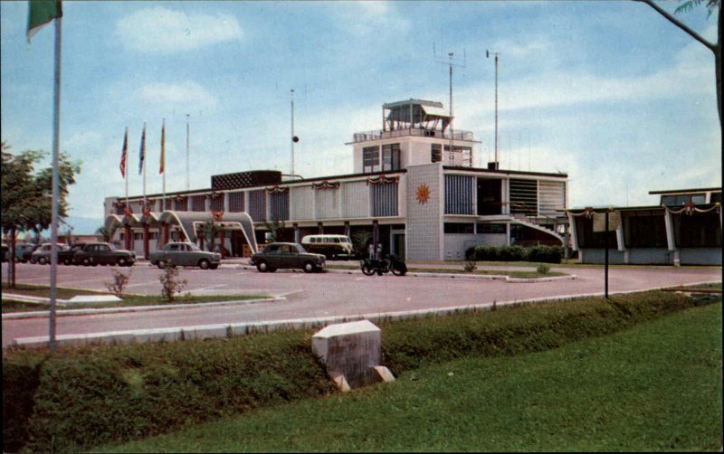 Kuala Lumpur Malaya Malaysia Airport Buses Classic Cars Vintage Postcard