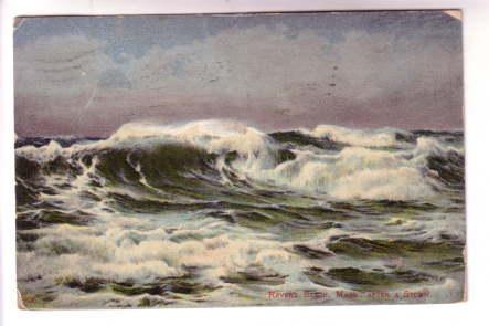 After the Storm, Revere Beach, Massachusetts, Used 1908 Flag Cancel