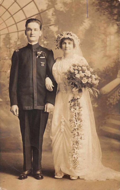 Baltimore Maryland Groom and Bride Wedding Real Photo Antique Postcard J75108
