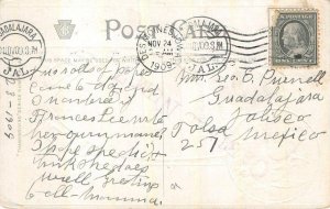 THANKSGIVING HOLIDAY GREETINGS IOWA TO MEXICO EMBOSSED POSTCARD 1909