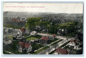 1907 Birds Eye View Of Plymouth Indiana IN, Looking Southwest Antique Postcard
