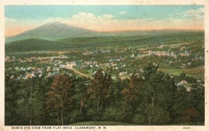 Vintage Postcard 1920s Bird's Eye View From Flat Rock Claremont NH New Hampshire