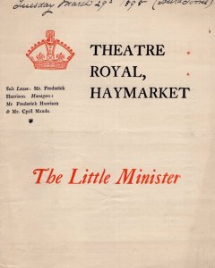 The Little Minister Rare Cyril Maude Political Play Victorian London Theatre ...
