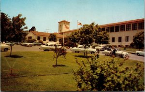 Vtg San Luis Obispo CA Polytechnic School Admin Building Old Cars 1950s Postcard