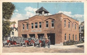 Meadville Pennsylvania Central Fire Station Vintage Postcard AA12596