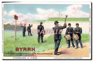 Postcard Old Army Byrrh tonic wine Hunters walk the School of bugles and drums