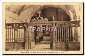 Old Postcard Haute Isle near Gasny Interior of the Church in the rock taillee