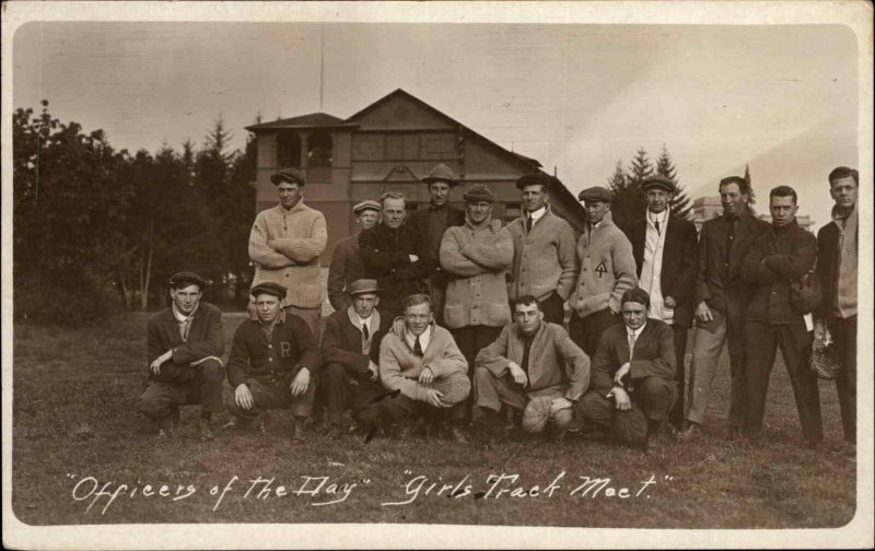 Coquille Oregon OR Written on Back Young Men Girls Track Meet RPPC c1910