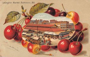 Baltimore Maryland Lexington Market Cherry Border Vintage Postcard JH230293