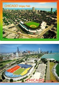2~4X6 Postcards CHICAGO IL Illinois WRIGLEY & SOLDIER FIELDS Cubs & Bears Sports