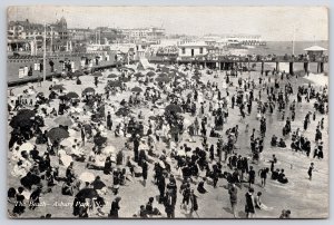 1909 Beach Asbury Park New Jersey Crowded Boardwalk Of Bathers Posted Postcard