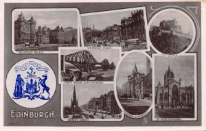 EDINBURGH SCOTLAND UK~EMBOSSED BLUE COAT OF ARMS TUCKS PHOTO VIEW POSTCARD