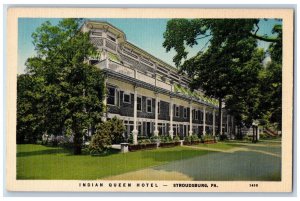 Stroudsburg Pennsylvania Postcard Indian queen Hotel Road c1940 Vintage Antique