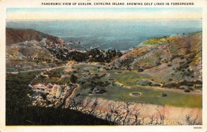 Postcard Panoramic View of Avalon, Catalina Island California Golf Course~119504