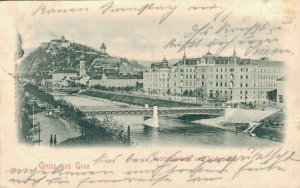 Austria Gruss aus Graz Radetzkybrücke Vintage Postcard 07.08 