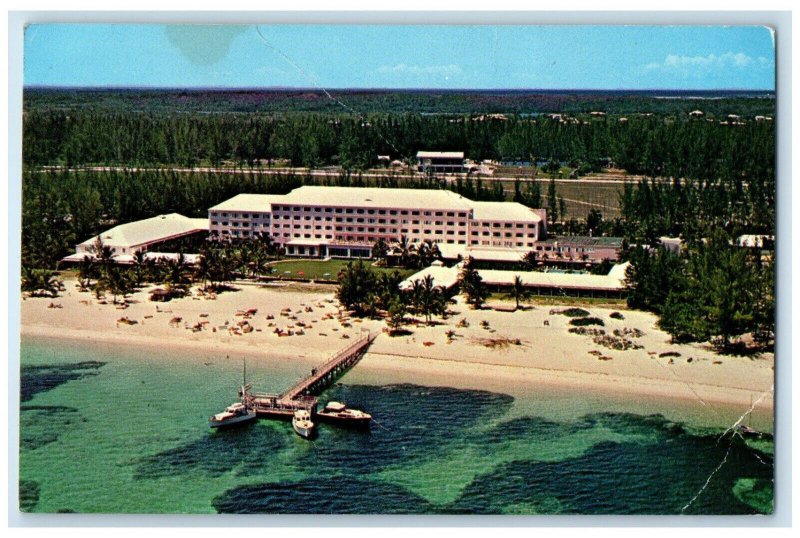 1966 Aerial View Emerald Beach Hotel Nassau Bahamas Vintage Posted Postcard