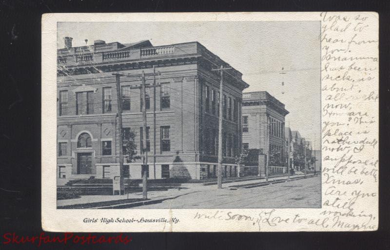 LOUISVILLE KENTUCKY GIRLS HIGH SCHOOL ANTIQUE VINTAGE POSTCARD KY. 1906