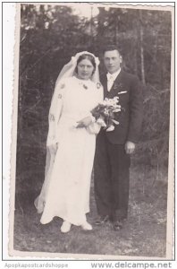 Romantic Couple In Wedding Attire Real Photo