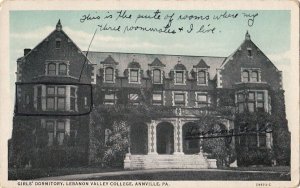 Postcard Girls' Dormitory Lebanon Valley College Annville PA