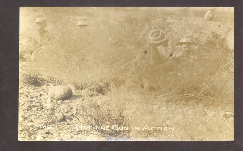 RPPC FORT CLARK TEXAS FIFTH CAVALRY MACHINE GUN ACTION REAL PHOTO POSTCARD