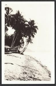 New Guinea Beach with Huts Real Photo Postcard by Groganphoto 1940s-1950s