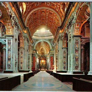 c1970s Vatican City St. Peter's Basilica Interior Ornate Cathedral Arch 4x6 M25