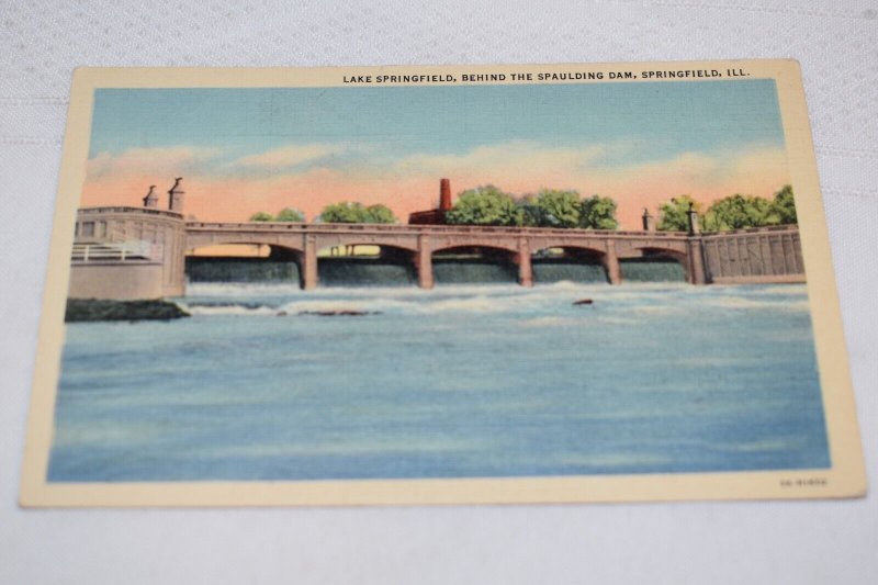 Lake Springfield Behind the Spaulding Dam Springfield Illinois Postcard 5A-H1602