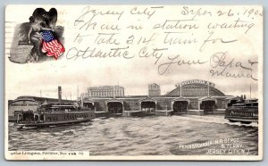 1903  Pennsylvania Railroad Depot & Ferry  Jersey City  New Jersey   Postcard