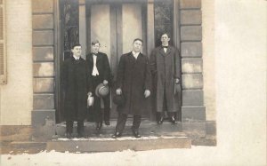 RPPC Edwardian-Era Men Real Photo ca 1910s Vintage Postcard Antique